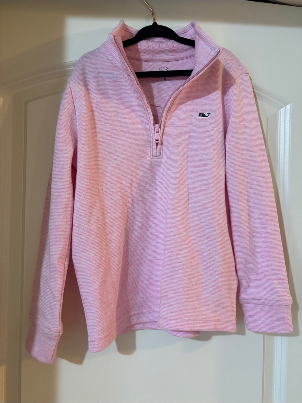 Vineyard Vines Heathered Light Pink 1/4 Zip Pullover